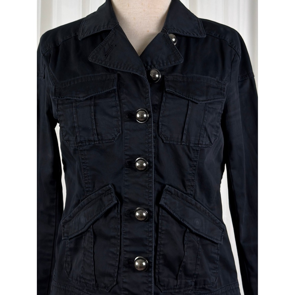 Express Military Utility Button Front Jacket Womens Black Small - Picture 5 of 7